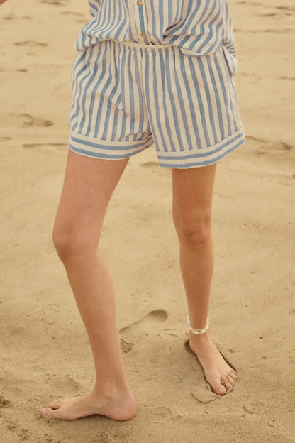 Pajama Rama Striped Paperbag-Waist Cuffed Shorts