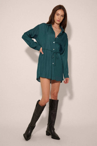 Nine to Five Matte Satin Button-Up Shirt Romper