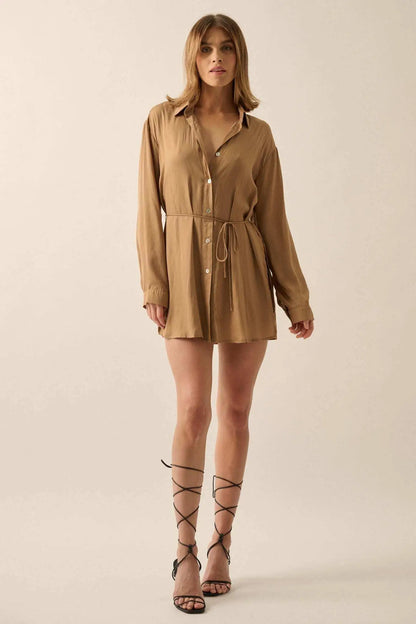 Nine to Five Matte Satin Button-Up Shirt Romper