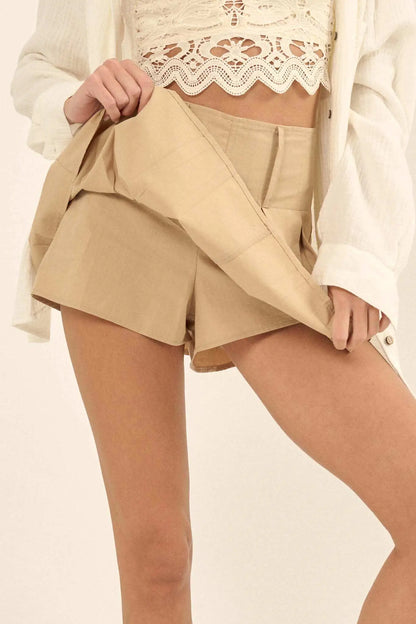 Dance All Day Pleated Cotton Twill Mini Skort