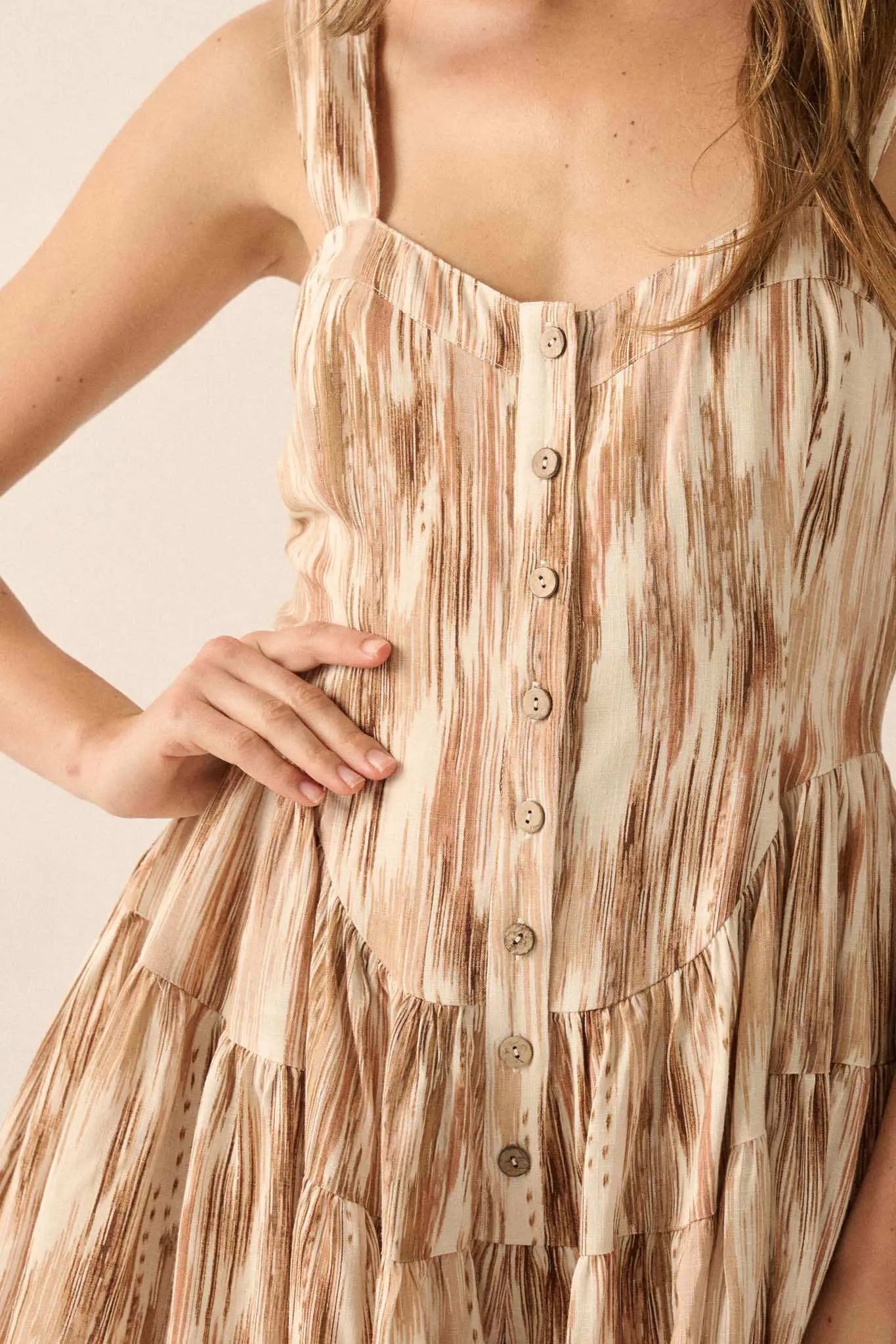 Shifting Sands Abstract-Print Tiered Ruffle Romper