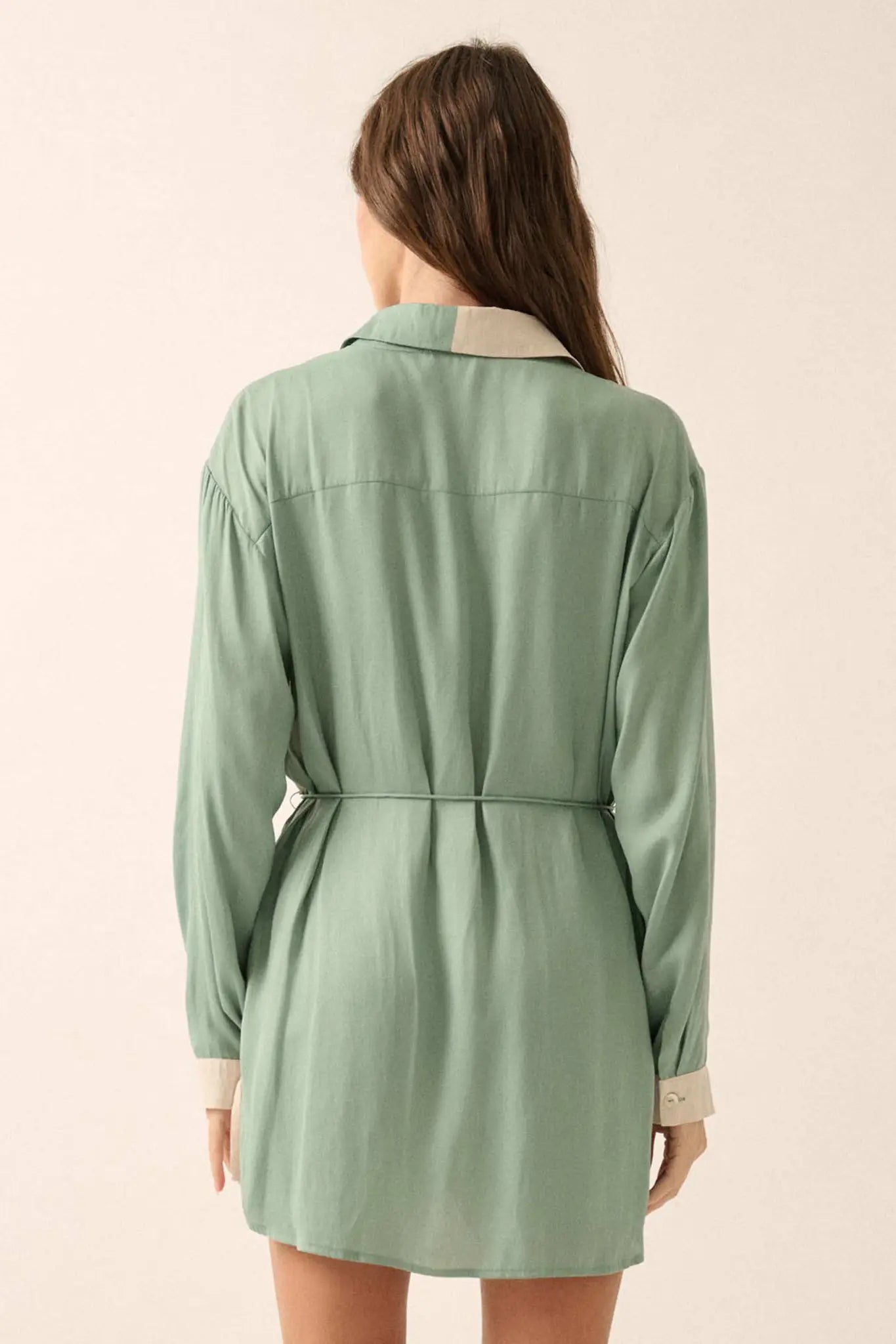 Double Shift Two-Tone Matte Satin Shirt Romper