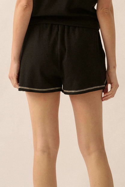 Run the Show Contrast-Stitch Rib-Knit Shorts