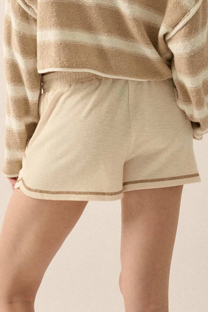 Run the Show Contrast-Stitch Rib-Knit Shorts