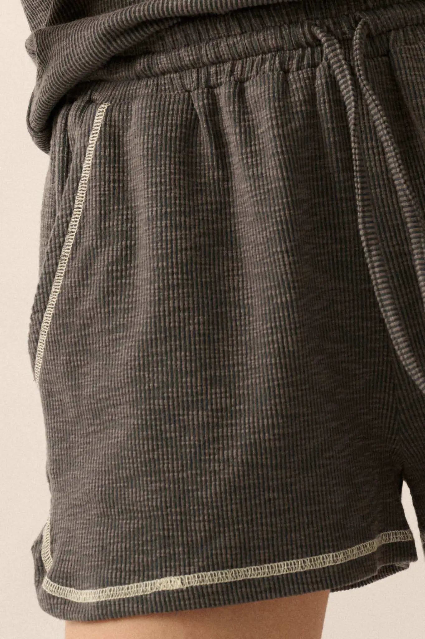 Run the Show Contrast-Stitch Rib-Knit Shorts
