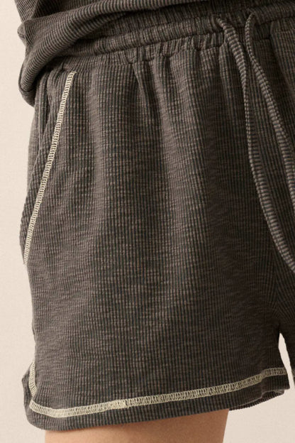 Run the Show Contrast-Stitch Rib-Knit Shorts