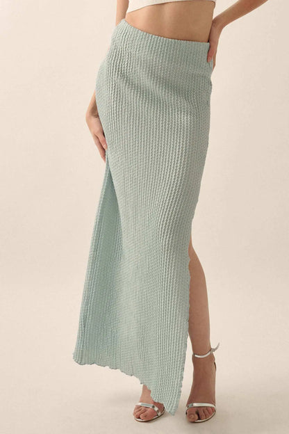 Air Kiss Textured Pucker-Knit Maxi Skirt