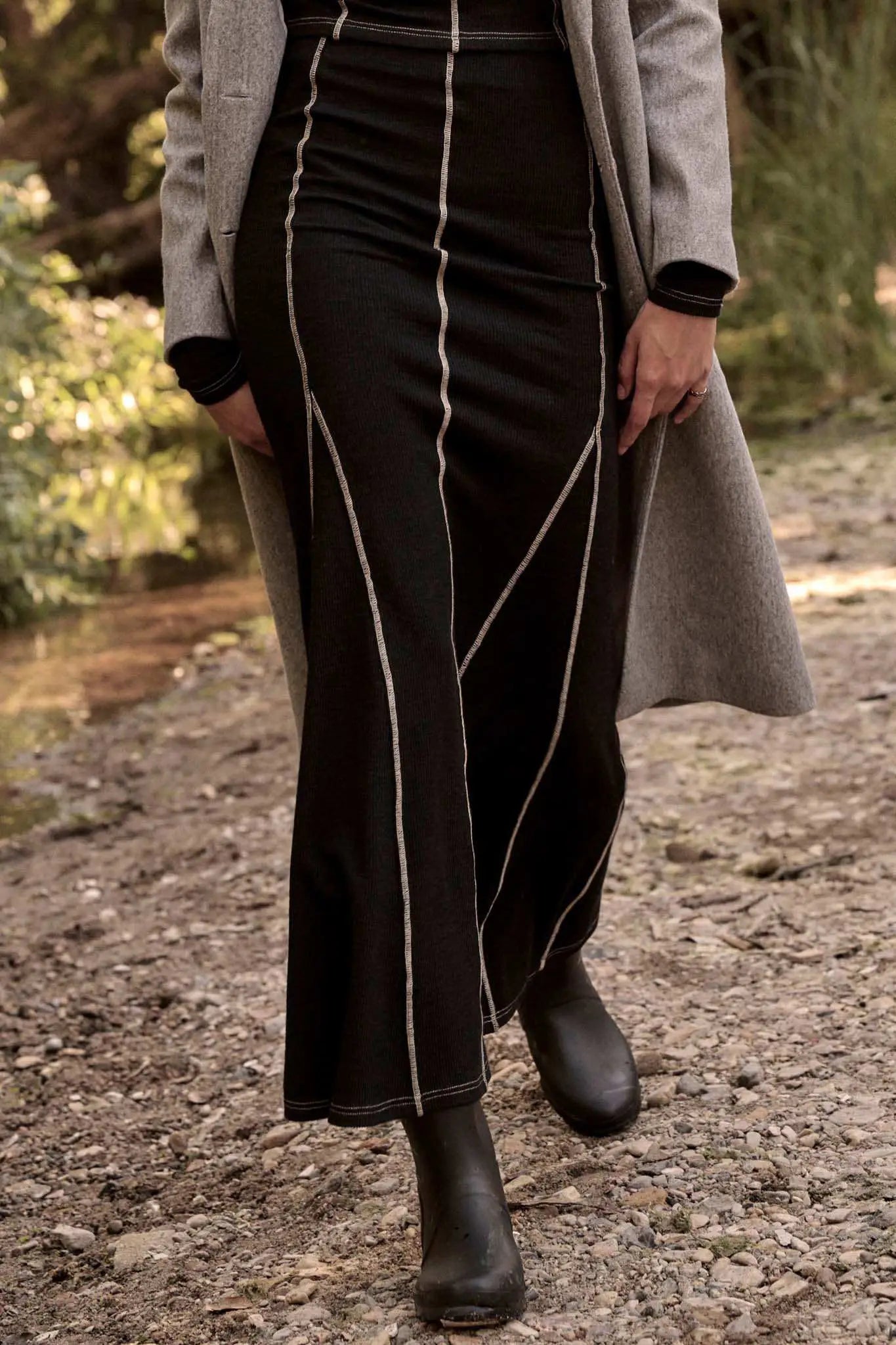 Body of Work Exposed-Seam Rib-Knit Mermaid Skirt