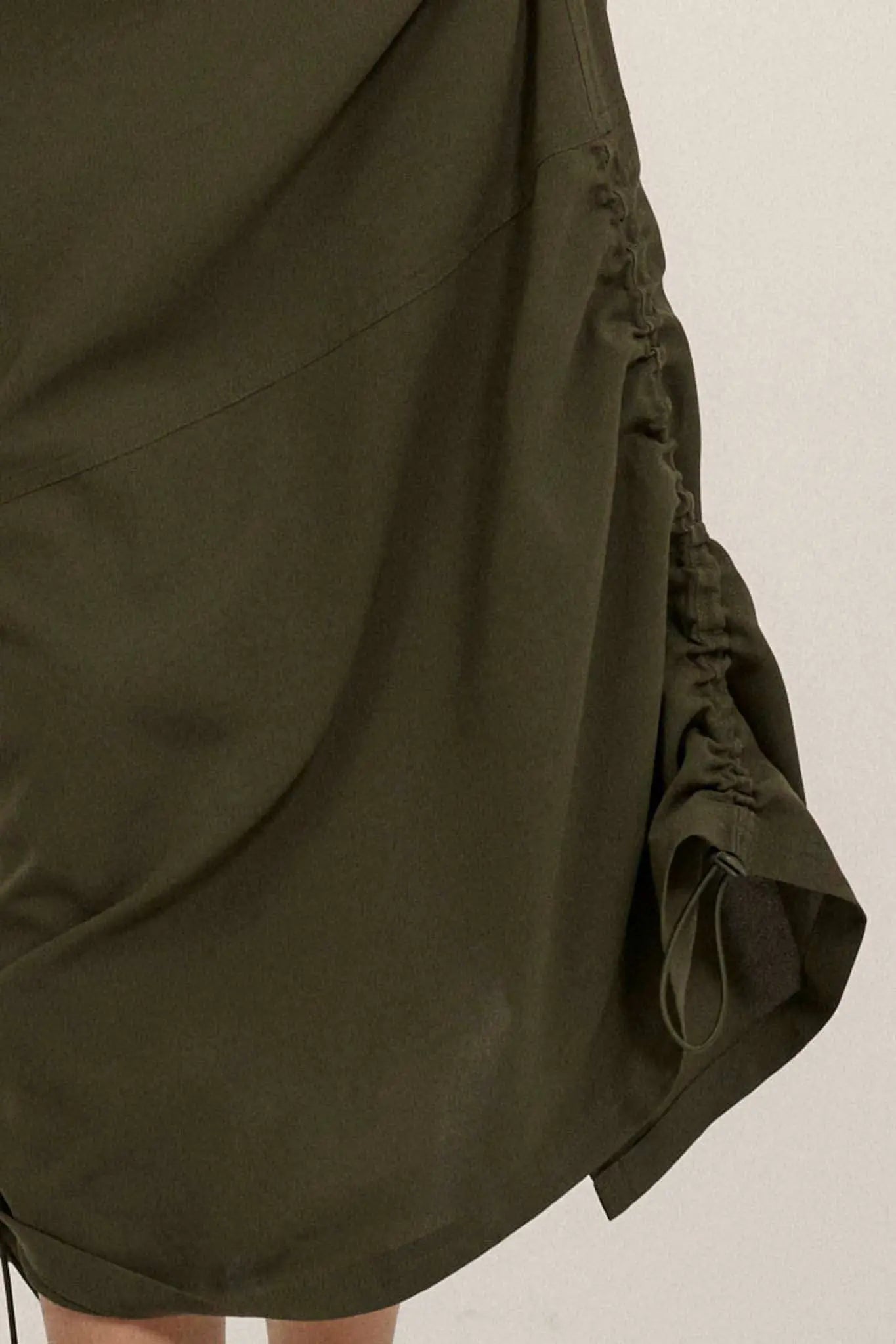 Draw Me In Ruched Drawstring Maxi Skirt
