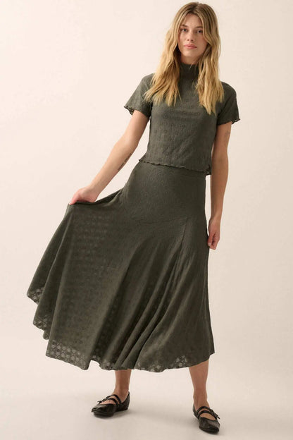 Dainty Days Floral Lace Asymmetrical Midi Skirt