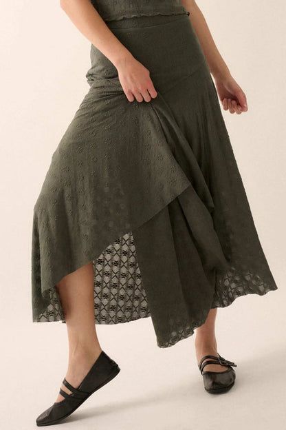 Dainty Days Floral Lace Asymmetrical Midi Skirt