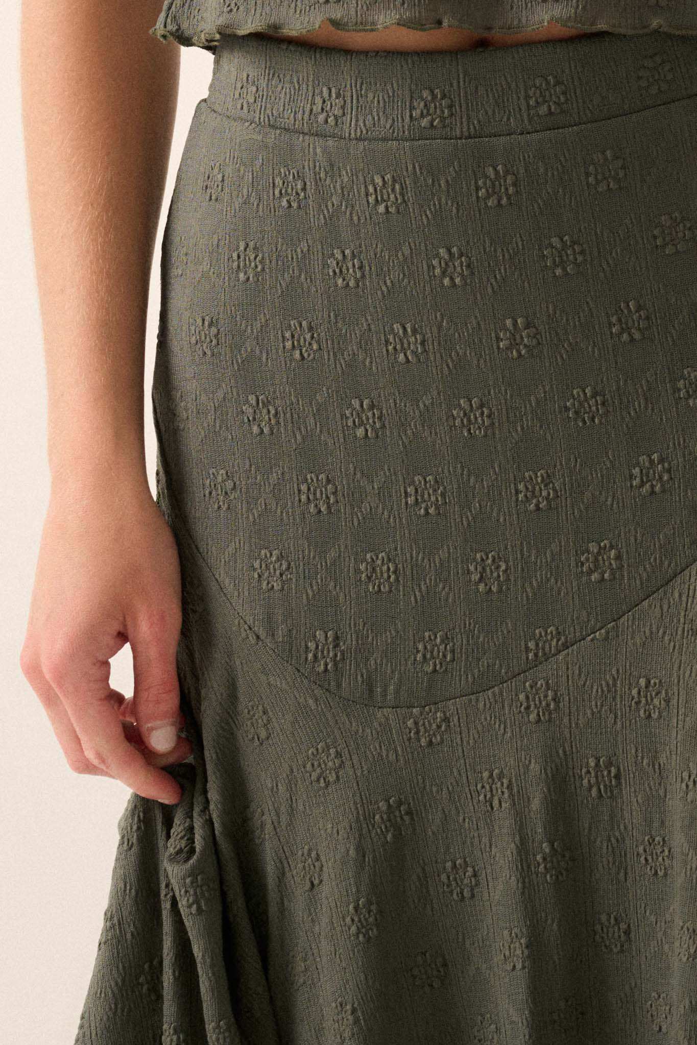Dainty Days Floral Lace Asymmetrical Midi Skirt
