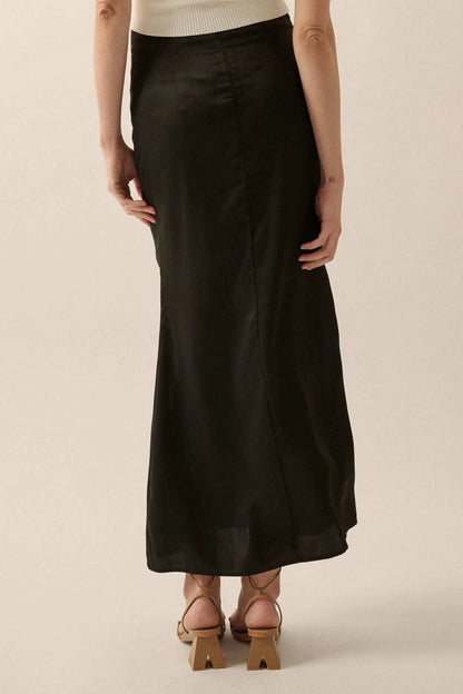 Learning Curve Matte Satin Buttoned Maxi Skirt