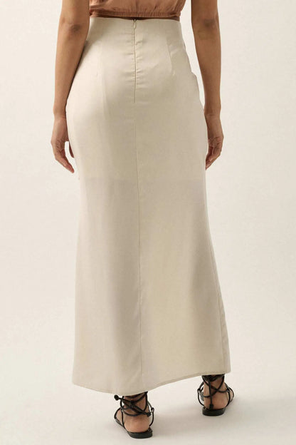 Learning Curve Matte Satin Buttoned Maxi Skirt