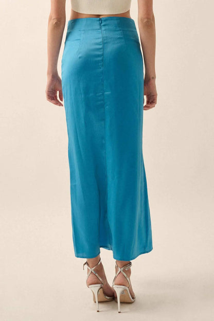 Learning Curve Matte Satin Buttoned Maxi Skirt