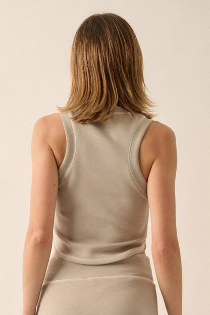 Premium Scuba Contrast-Stitch Crewneck Tank Top