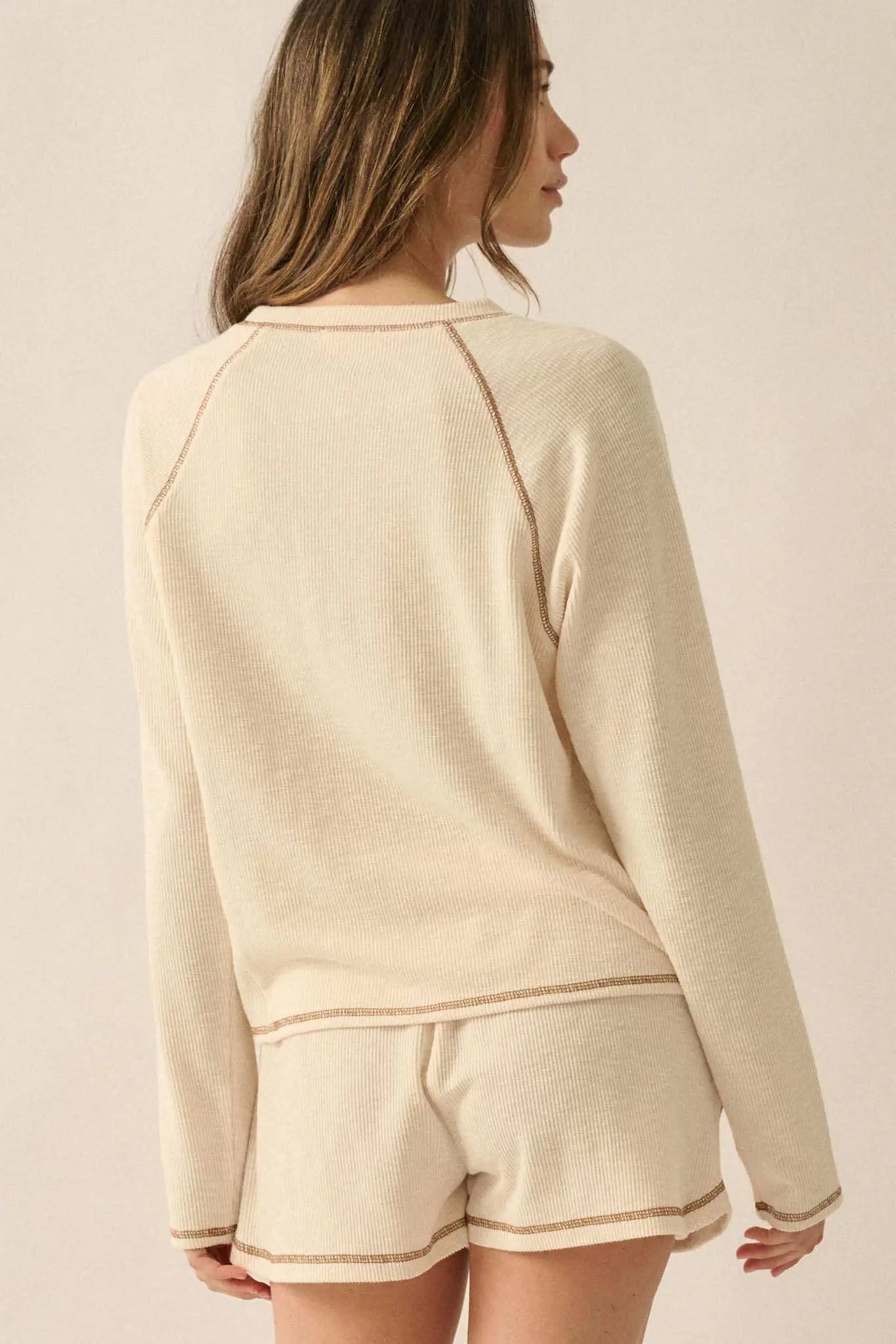 Easy Does It Raglan-Sleeve Rib-Knit Top