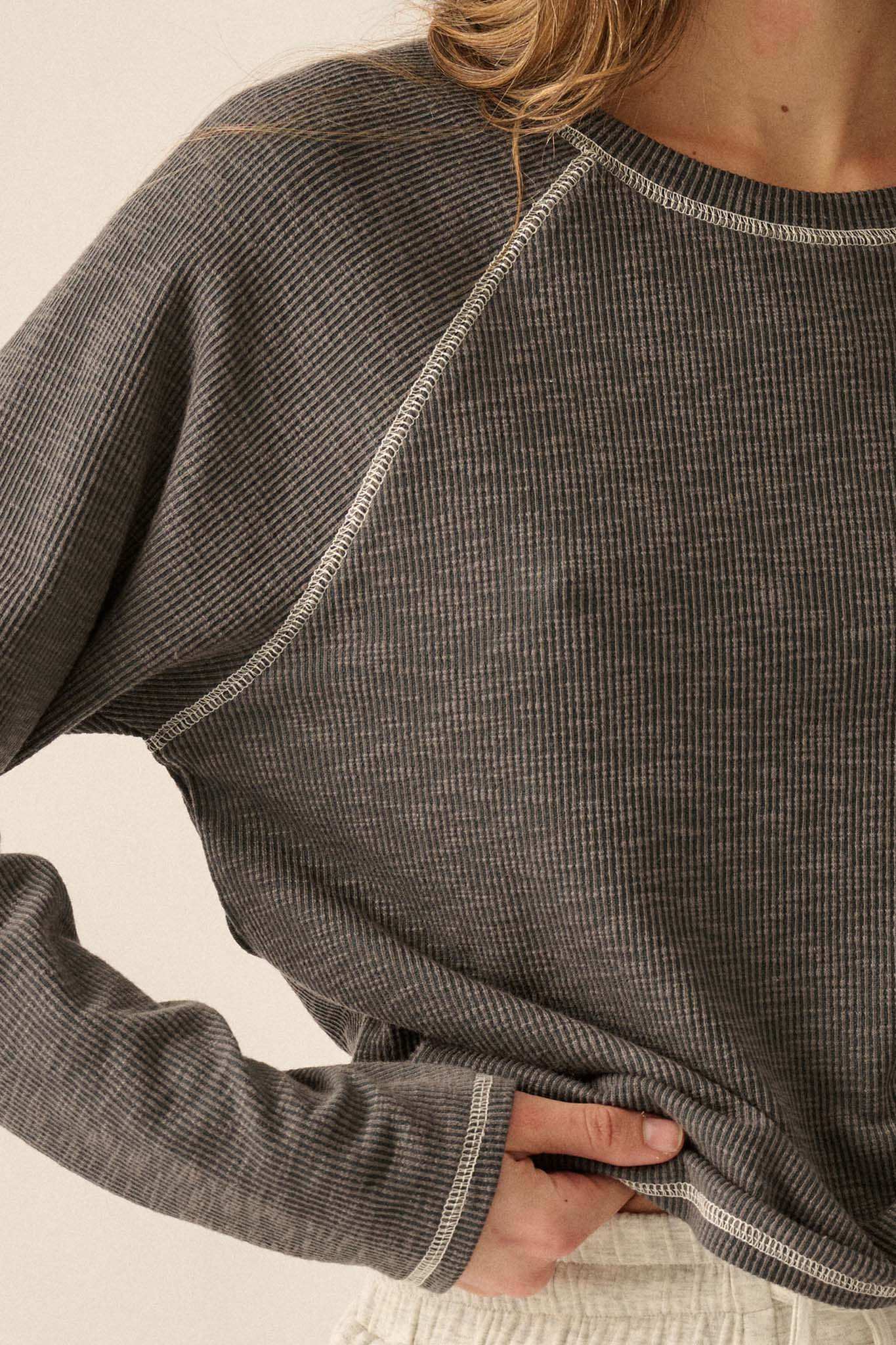 Easy Does It Raglan-Sleeve Rib-Knit Top