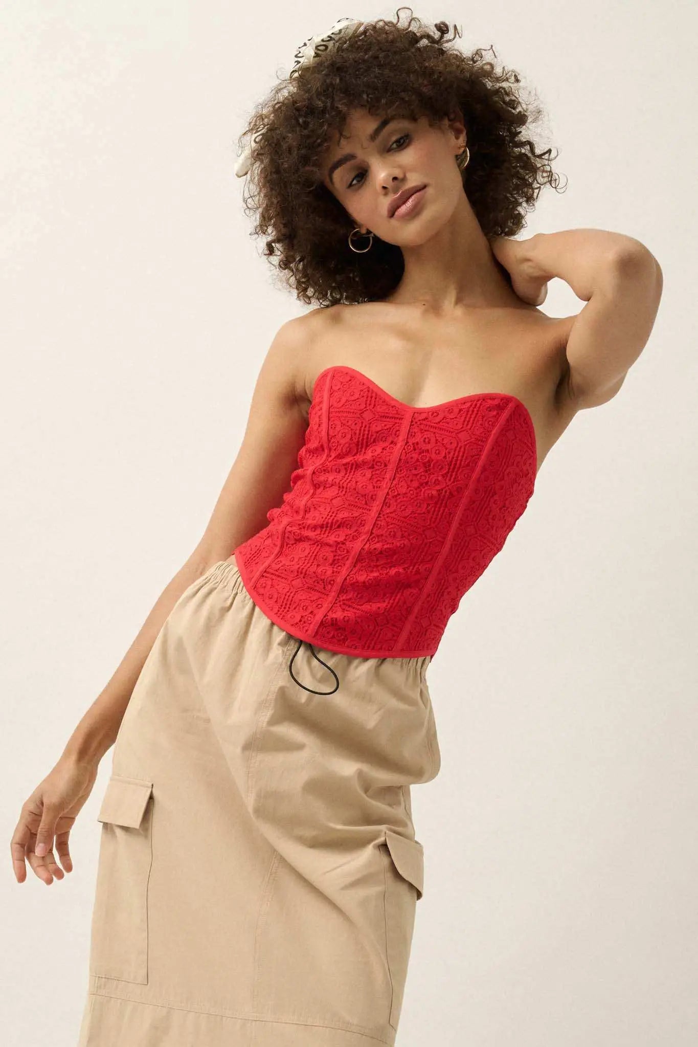Lace to the Top Strapless Lace Corset Top