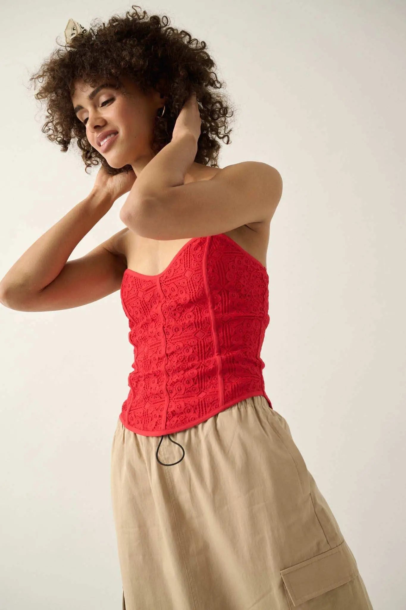 Lace to the Top Strapless Lace Corset Top