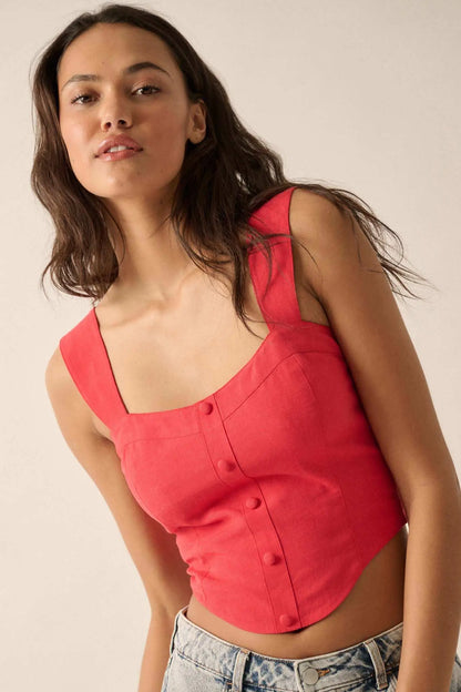 Force of Nature Linen-Blend Corset Tank Top