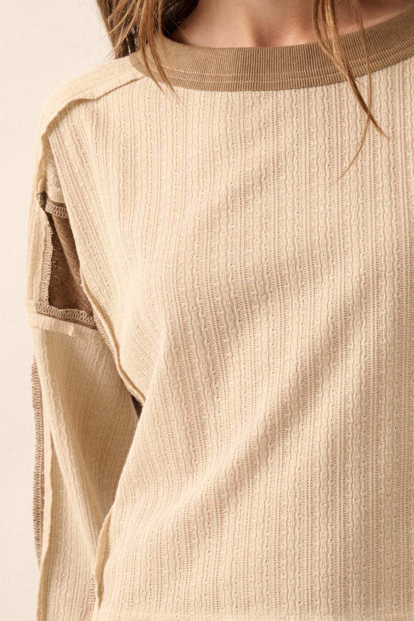 Block Party Exposed-Seam Patchwork Knit Top