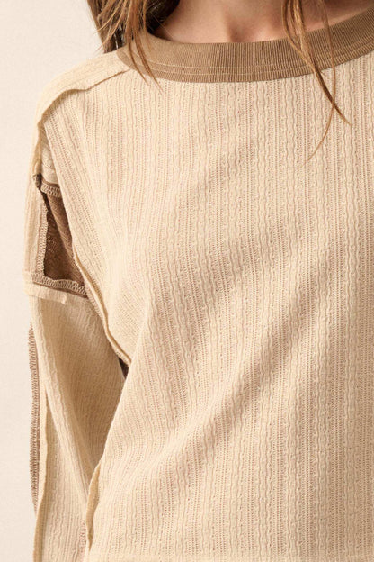 Block Party Exposed-Seam Patchwork Knit Top