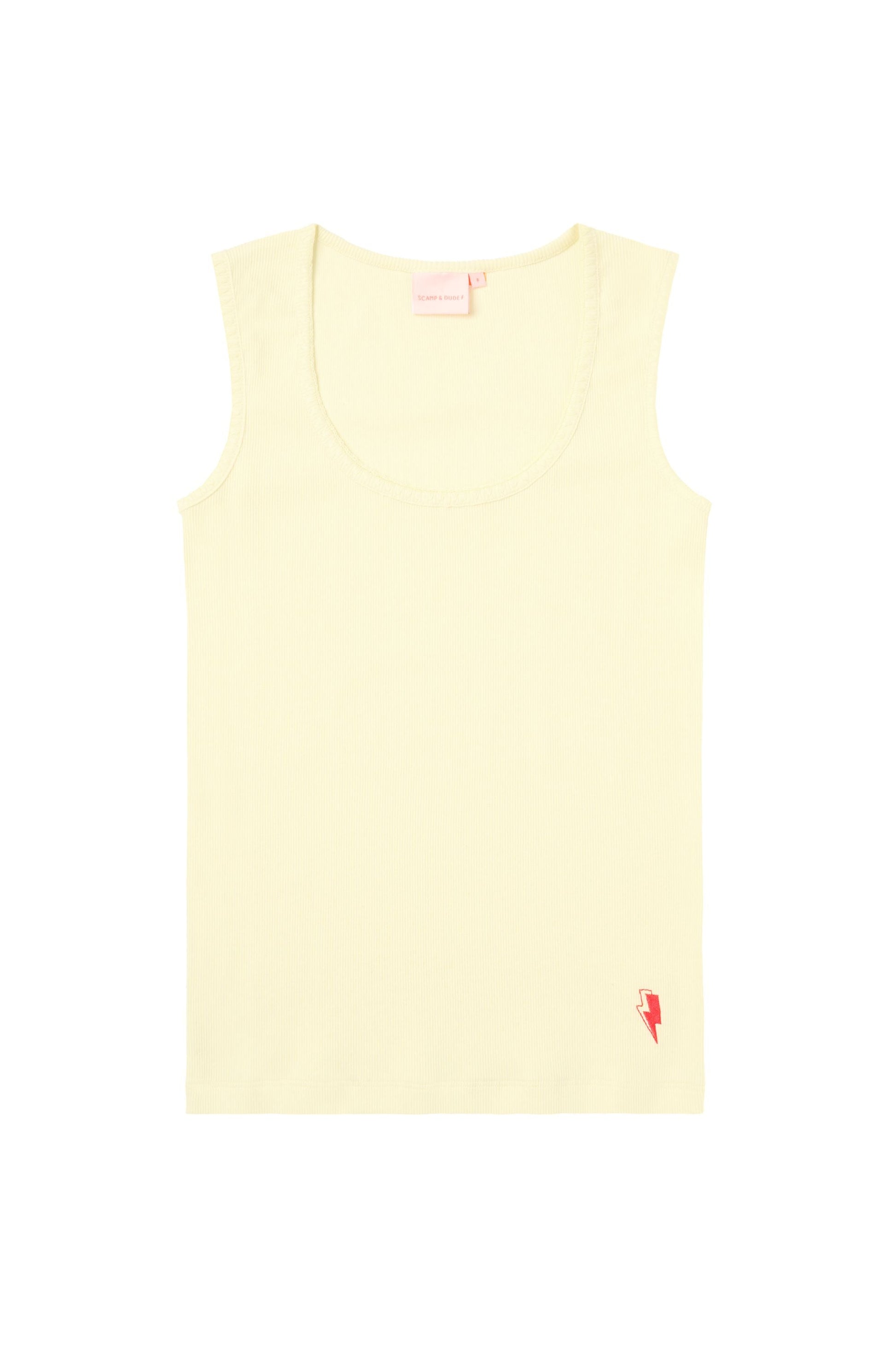 Lemon Jersey Stitch Detail Vest Top