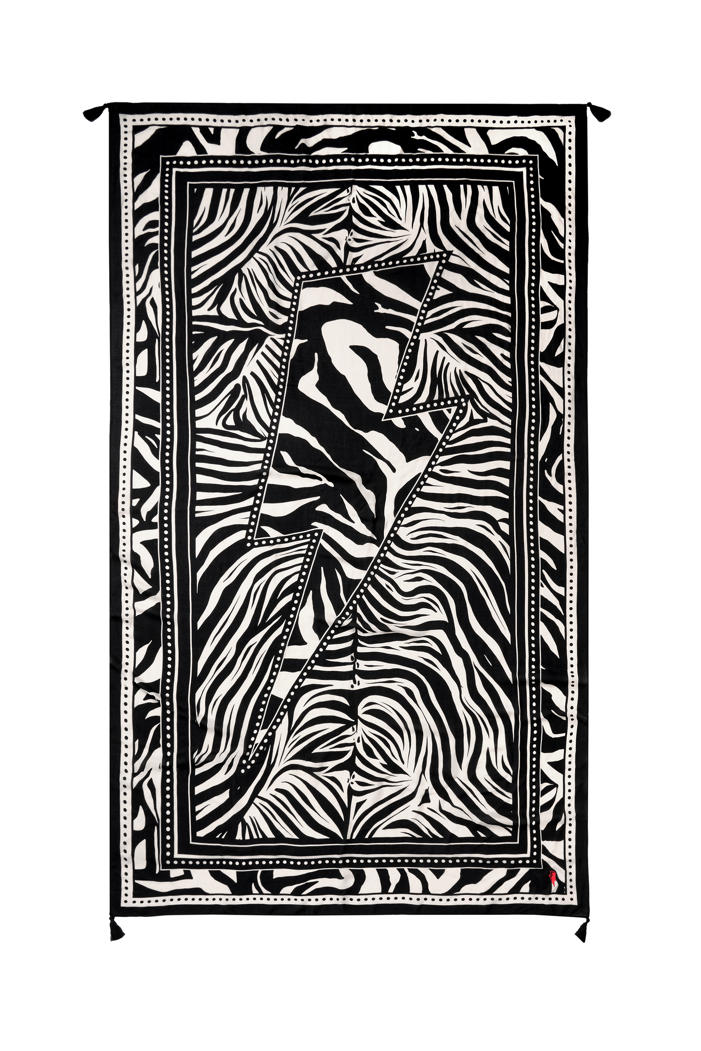 Black and Off White Zebra and Lightning Bolt Charity Super Scarf