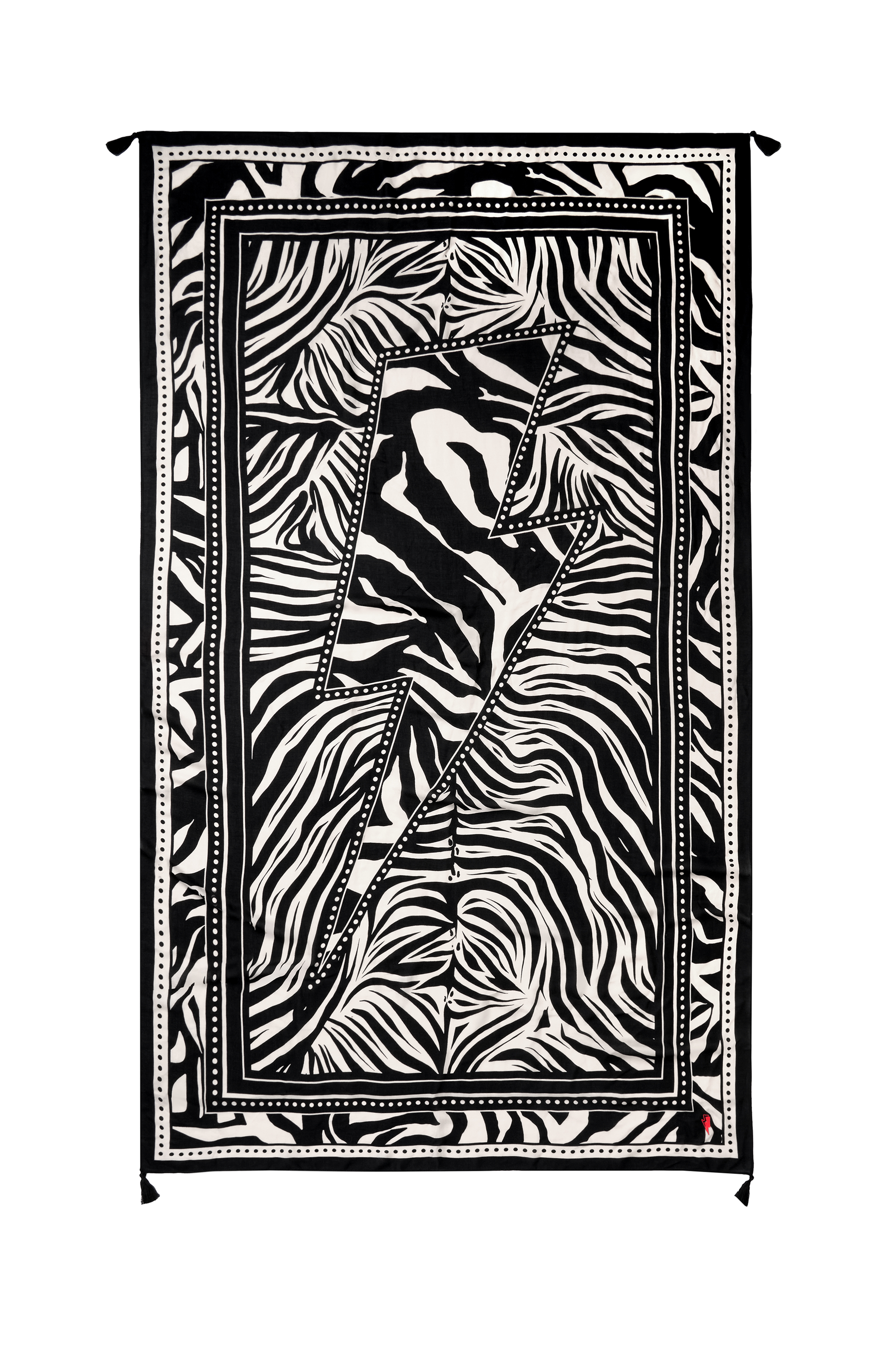 Black and Off White Zebra and Lightning Bolt Charity Super Scarf
