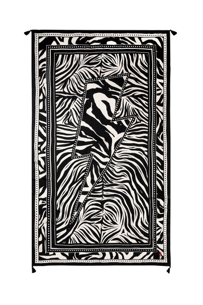 Black and Off White Zebra and Lightning Bolt Charity Super Scarf