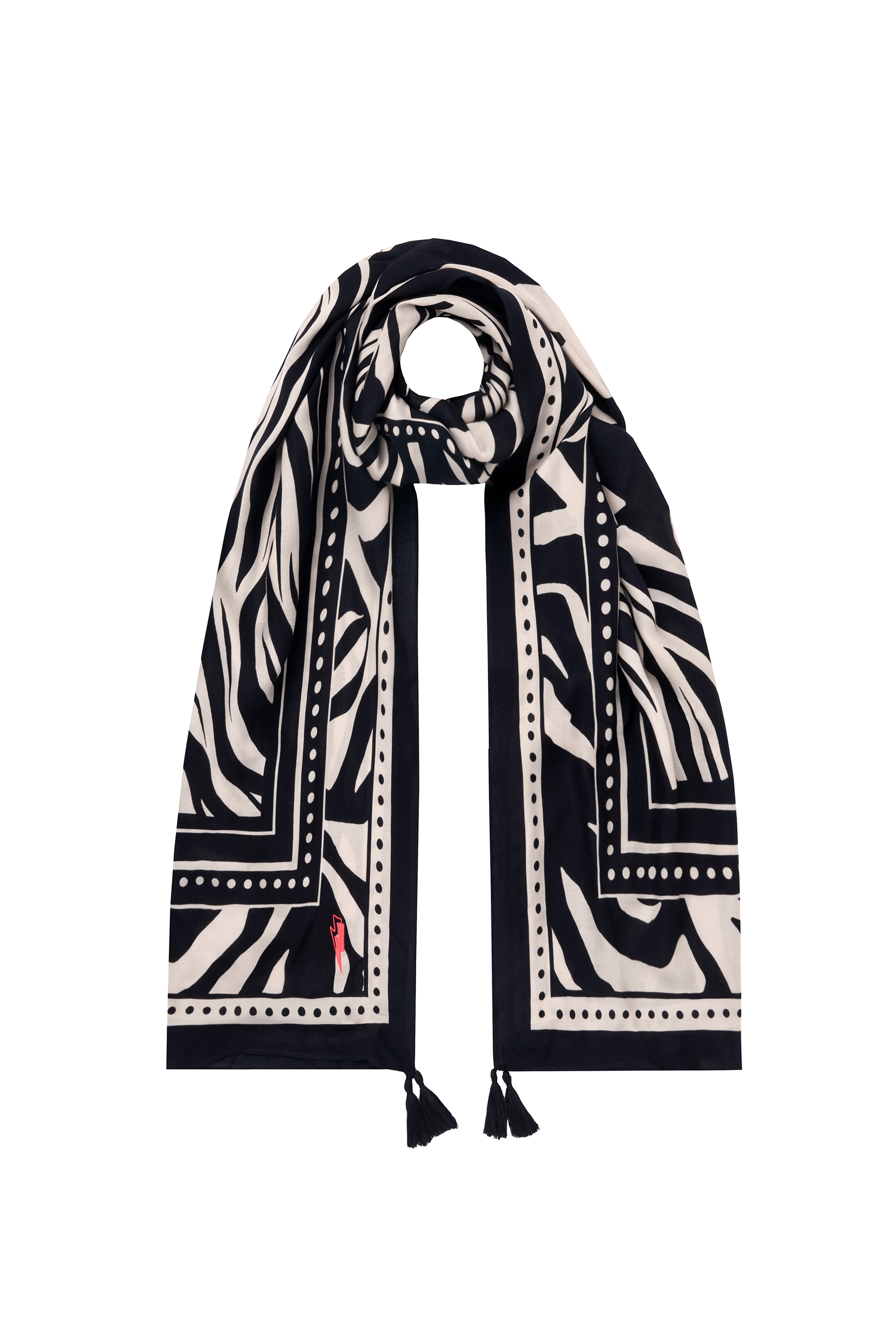 Black and Off White Zebra and Lightning Bolt Charity Super Scarf