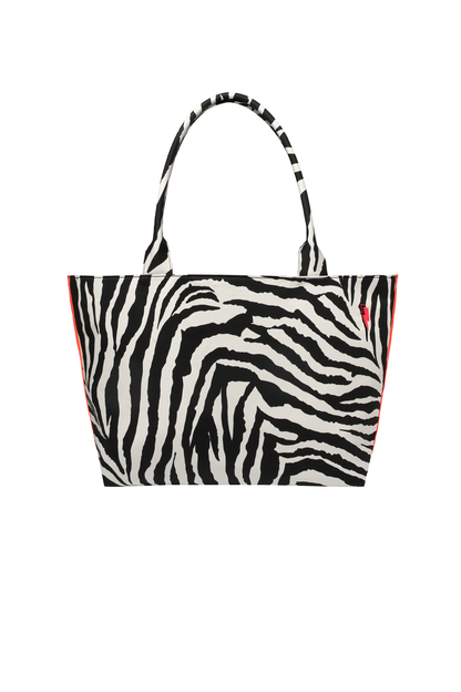 Ivory with Black Zebra Canvas Shopper Bag