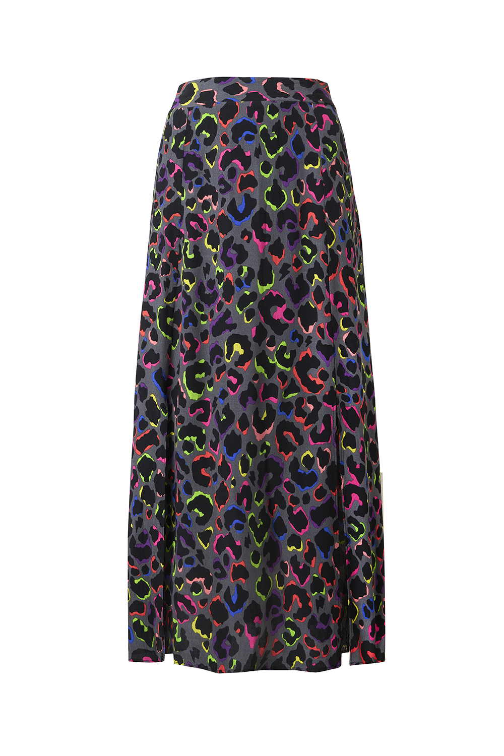 Grey with Rainbow Shadow Leopard Split Front Skirt
