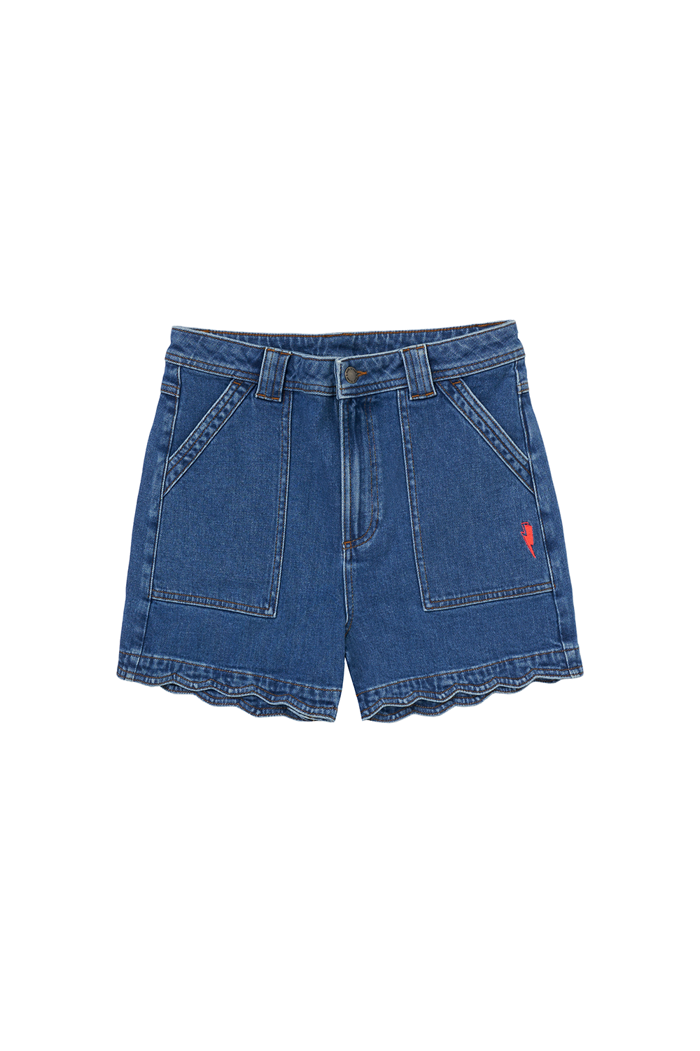 Authentic Indigo Scallop Denim Shorts