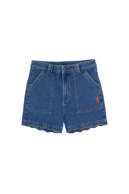 Authentic Indigo Scallop Denim Shorts