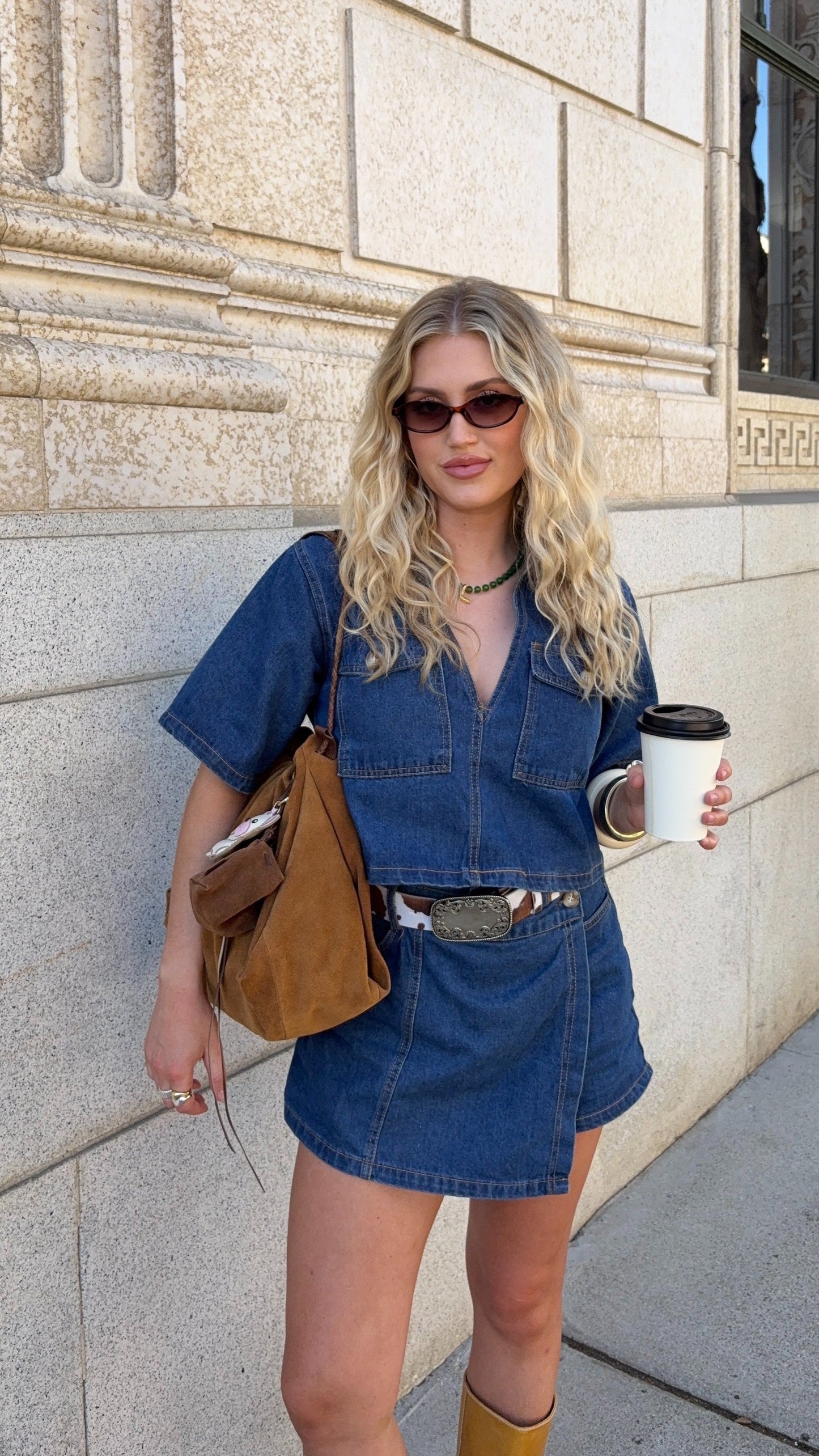 Olivia Top and Skort Set - Dark Denim
