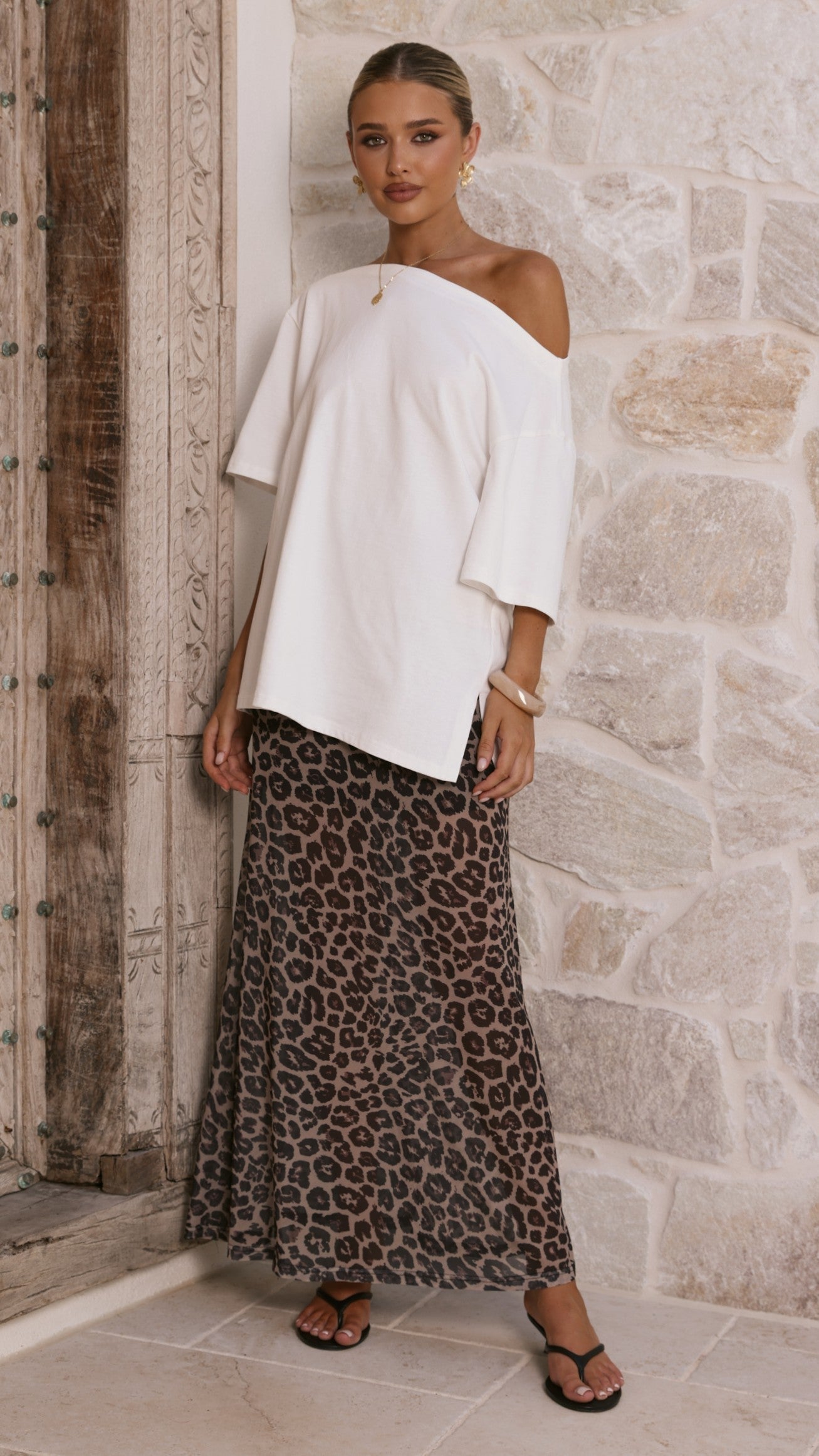 Onella Semi Sheer Maxi Skirt - Leopard Print