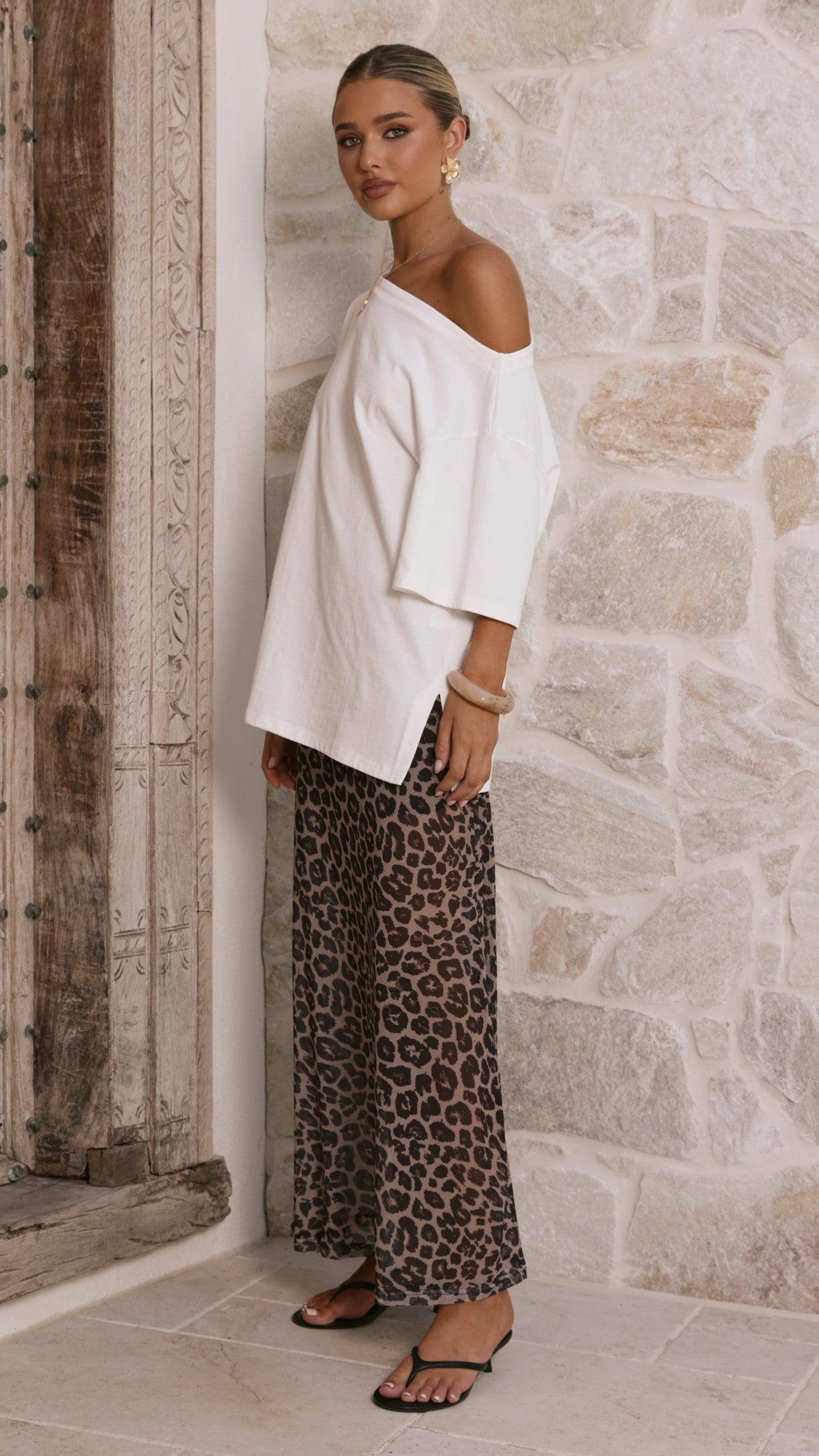 Onella Semi Sheer Maxi Skirt - Leopard Print