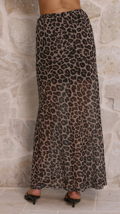 Onella Semi Sheer Maxi Skirt - Leopard Print