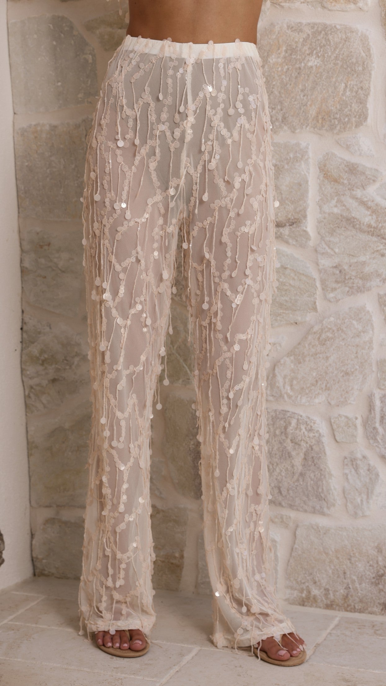 Zabby Sequin Pants - Beige