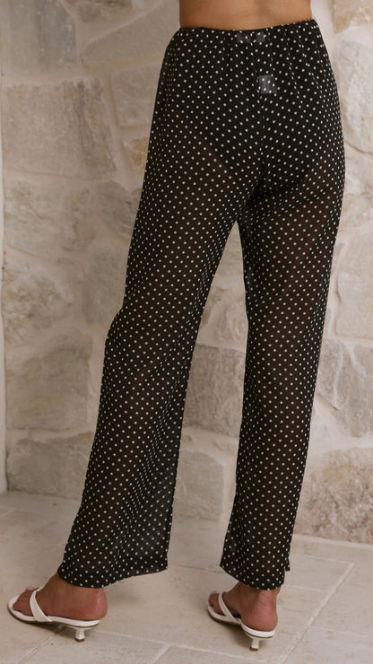 Reda Semi Sheer Pants - Black/White Spot