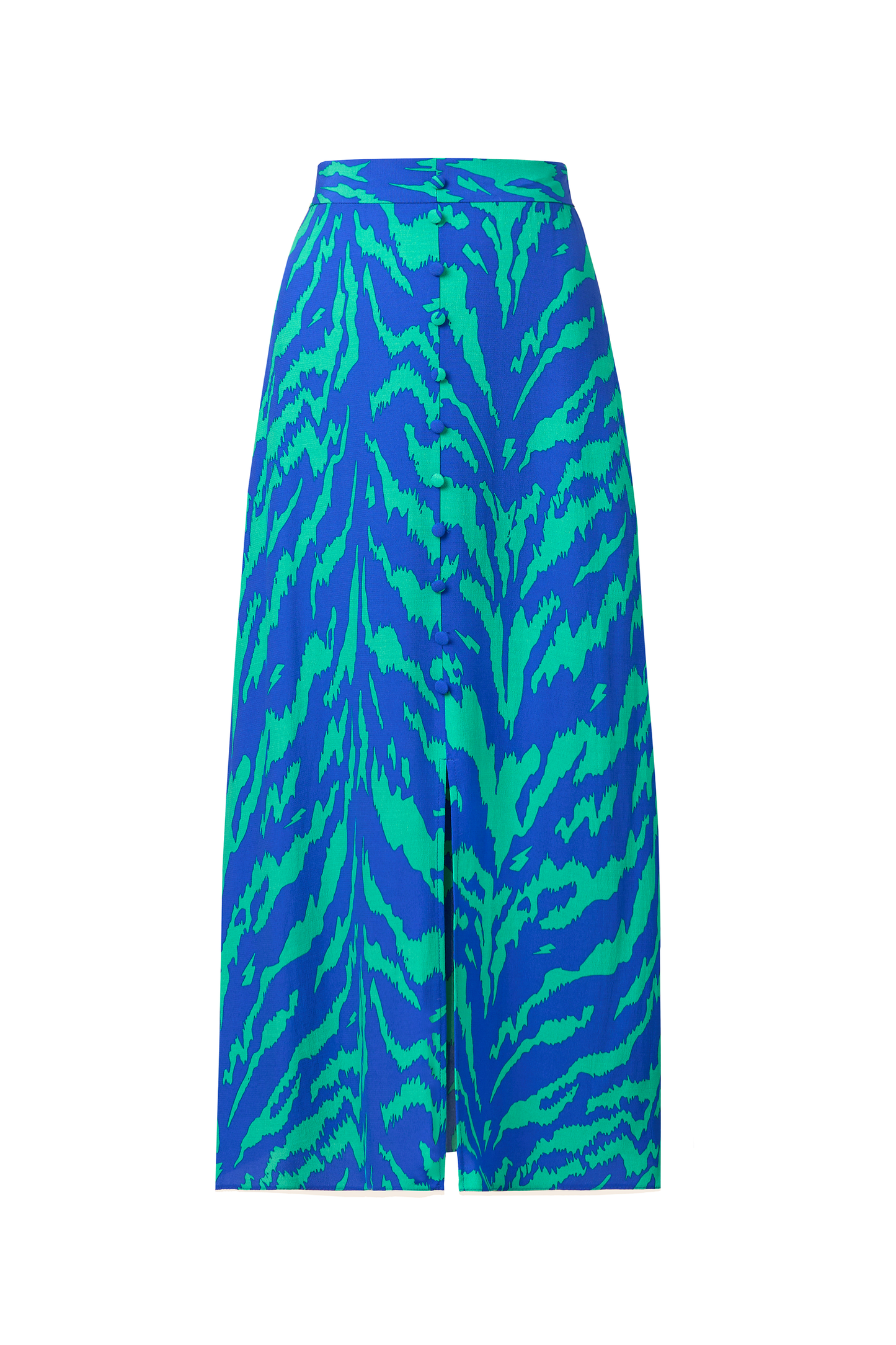Blue with Green Tiger Button Through Skirt