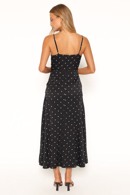 Eluna Midi Dress - Black/Cream Polka Dot