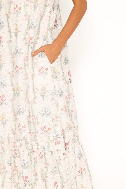 Evaline Maxi Dress - White Floral