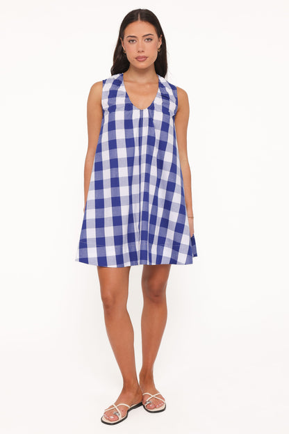 Jorah Mini Dress - Blue Plaid