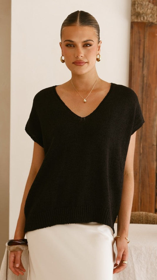 Stelaria Knit Top - Black