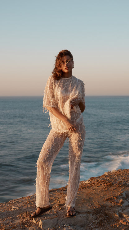 Zabby Sequin Pants - Beige