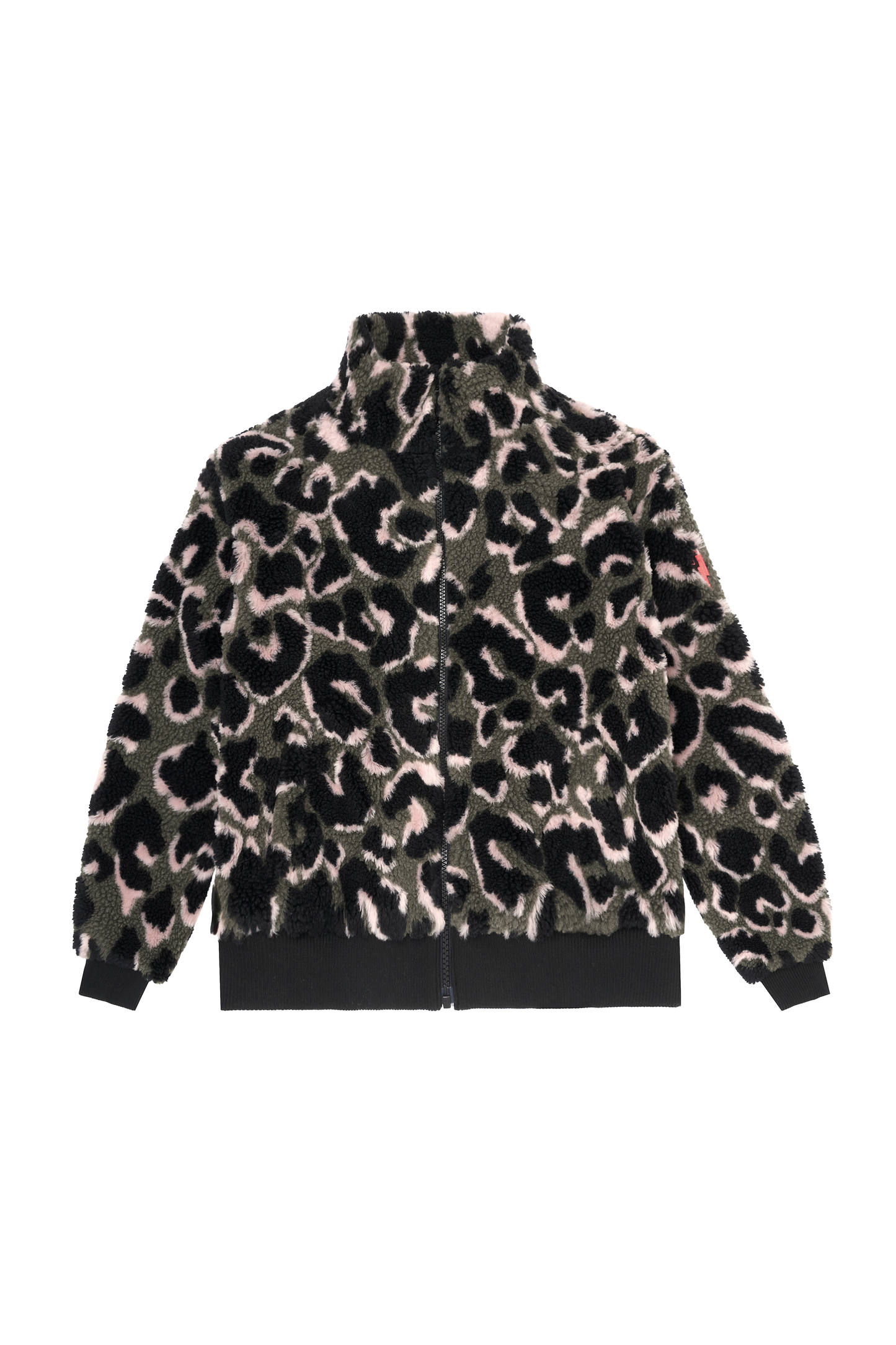 Khaki Leopard Fleece Bomber Jacket