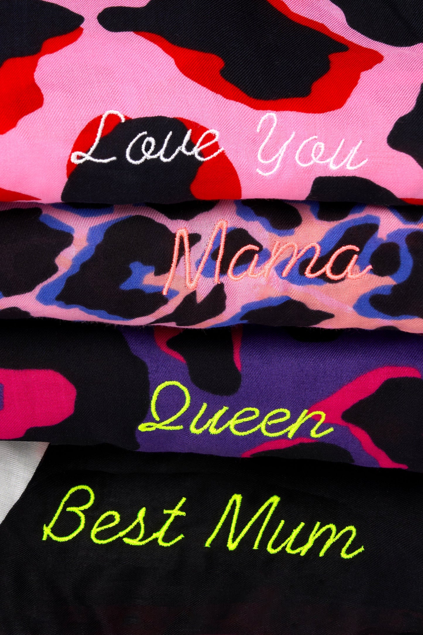 Pink with Blue and Black Shadow Leopard Charity Super Scarf